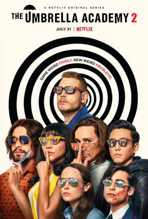 七個角色戴著太陽眼鏡為Netflix系列海報擺姿勢。