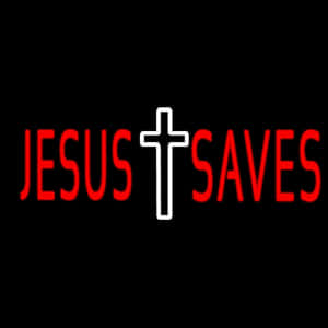 紅色文字 Jesus Saves，黑色背景上有一個白色十字架。 — 耶穌基督 壁紙