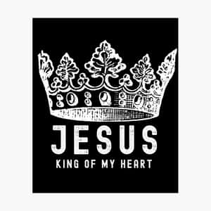 白色皇冠和「Jesus King of My Heart」文字在黑色背景上。