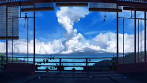 傳統日式陽台，海洋與雲景