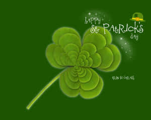發光四葉草，帶有「Happy St. Patrick's Day」文字和小妖精帽。