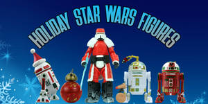 星球大戰節日人偶，包括R2-D2和穿著節日服裝的雪地士兵。