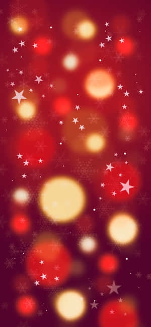 帶有發光金色圓圈和白色星星的節日紅色背景