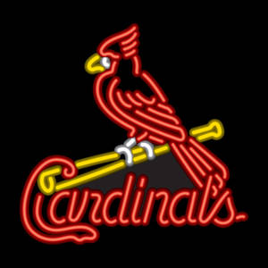 蝙蝠上的紅衣主教鳥霓虹標誌，帶有「Cardinals」字樣 — 聖路易紅雀 壁紙