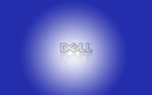 Dell標誌在藍色漸變背景上的倒影