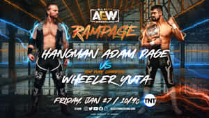 摔角手 Hangman Adam Page 和 Wheeler Yuta 在冠軍賽宣傳片中。