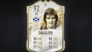 Kenny Dalglish的FIFA足球運動員卡，附有數據和蘇格蘭國旗。