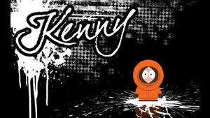 卡通角色穿橙色連帽衫在塗鴉標誌 Kenny 下 — 火影忍者海報 壁紙