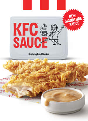 炸雞柳條配蘸醬和KFC醬料容器。