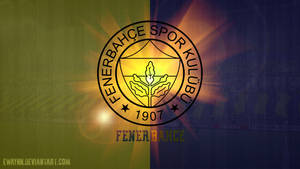 Fenerbahçe Spor Kulübü 標誌，帶有球場背景和陽光爆發效果。