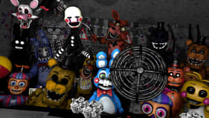 來自《Five Nights at Freddy's》的可怕電子動畫角色聚集在黑暗房間裡的風扇周圍。