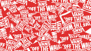 帶有重複白色Vans Off The Wall標誌的紅色背景。