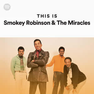 Smokey Robinson and The Miracles 的復古1960年代靈魂樂團體肖像，色調溫暖。
