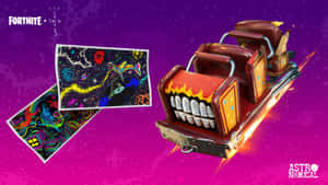 帶有火熱烤架和宇宙背景的Fortnite雲霄飛車。 — Astroworld GIF 壁紙