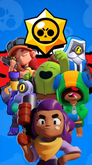 帶有星星標誌的彩色卡通風格《Brawl Stars》遊戲角色