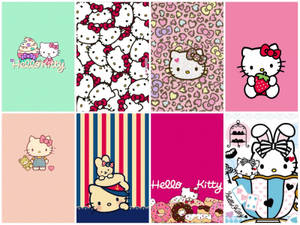 粉彩顏色和甜點的Hello Kitty壁紙。