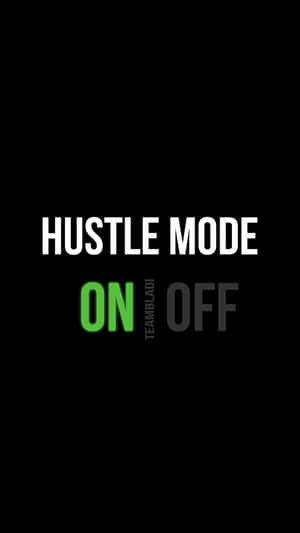 黑色背景上綠色和白色的 hustle mode on 文字圖形