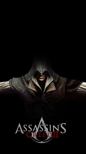 Assassin's Creed II 標誌，戴兜帽刺客在深色背景中