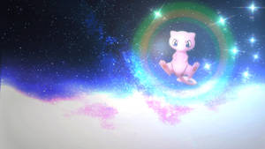 粉紅色超夢夢被發光的宇宙能量和星星包圍。