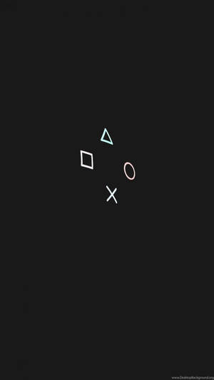 黑色背景上發光的PlayStation控制器符號