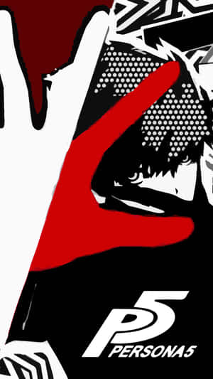 來自 Persona 5 的動漫角色，紅色手掌，黑白背景。 — 女神異聞錄5 壁紙