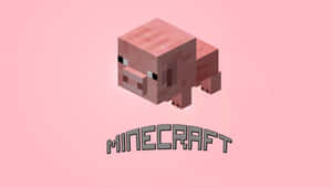 一個Minecraft豬角色，背景為粉紅色，帶有遊戲標誌。