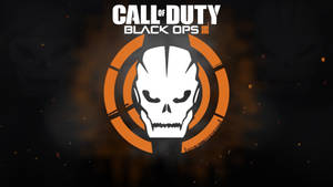 Call of Duty Black Ops III 標誌，帶有骷髏頭和橙色瞄準準星，背景為黑暗煙霧。 — 使命召喚黑色行動4 壁紙
