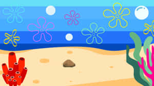 卡通海底場景，有珊瑚海葵和氣泡。 — 海绵宝宝 壁紙