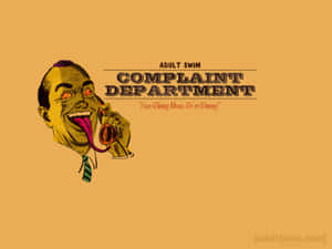 卡通男人舔著帶有「Complaint Department」文字的電話聽筒。