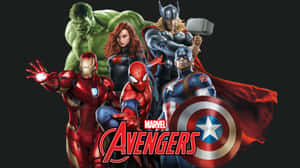 Marvel 復仇者聯盟超級英雄團隊與美國隊長的盾牌一起擺姿勢。
