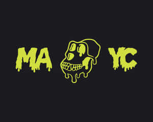 螢光綠色滴落文字 MA 骷髏頭 YC 黑色背景