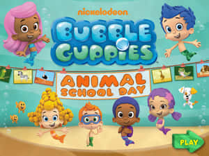 Bubble Guppies 角色在水下用動物照片慶祝動物學校日。