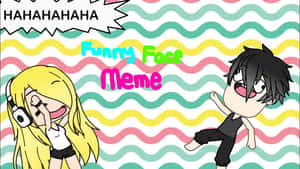兩個卡通角色在彩虹波浪背景上笑著，帶有「Funny Face Meme」文字。