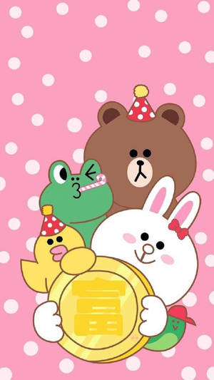 四個卡通動物手持帶有中文字元的金幣。