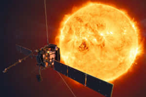 太陽觀測太空船靠近太陽，帶有太陽耀斑