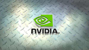 Nvidia 標誌在紋理金屬背景上，帶有聚光燈。