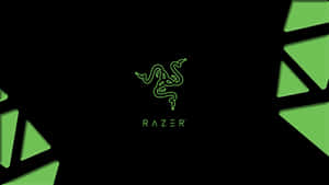 Razer標誌，黑色背景上有綠色三角形