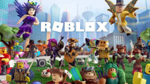 穿著各種服裝的Roblox角色聚集在城市公園中。