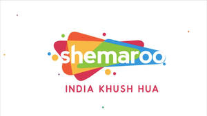 Shemaroo 標誌，帶有彩色形狀和文字 India Khush Hua，背景為白色。 — 簡約 壁紙