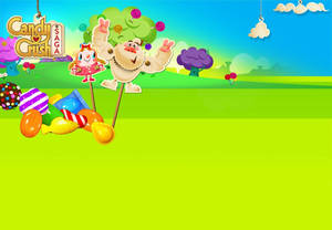 歡樂卡通世界中的 Candy Crush 遊戲角色和糖果。