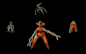 四個發光的橙色和藍色生物機械生物在太空中漂浮。