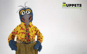 藍色Muppet角色著住黃色辣椒衫，為宣傳相擺甫士。