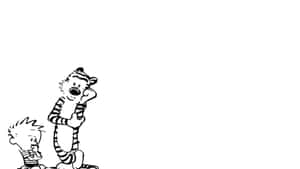 Calvin 和 Hobbes 卡通角色一起站立 — 卡爾文與霍布斯 壁紙