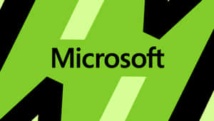 Microsoft標誌在綠色和黑色幾何背景上