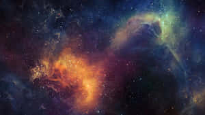 充滿活力的宇宙星雲，在深邃太空中帶有發光的雲團和恆星。