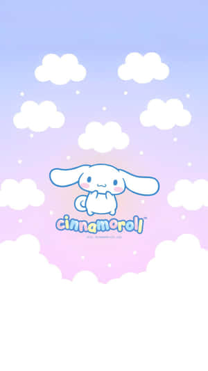 Cinnamoroll 角色喺有星星嘅粉彩天空雲層中漂浮。