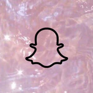 Snapchat鬼魂標誌在粉紅大理石紋背景上，帶有閃粉