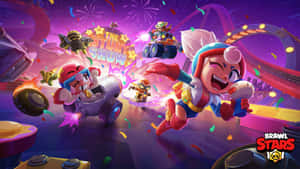 Brawl Stars 角色在煙花和五彩紙屑中競速並表演特技。