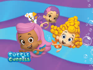 Bubble Guppies 角色在水下游泳，帶有氣泡