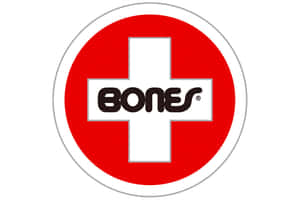 紅色圓形標誌，帶有白色十字和黑色文字，寫著 bones